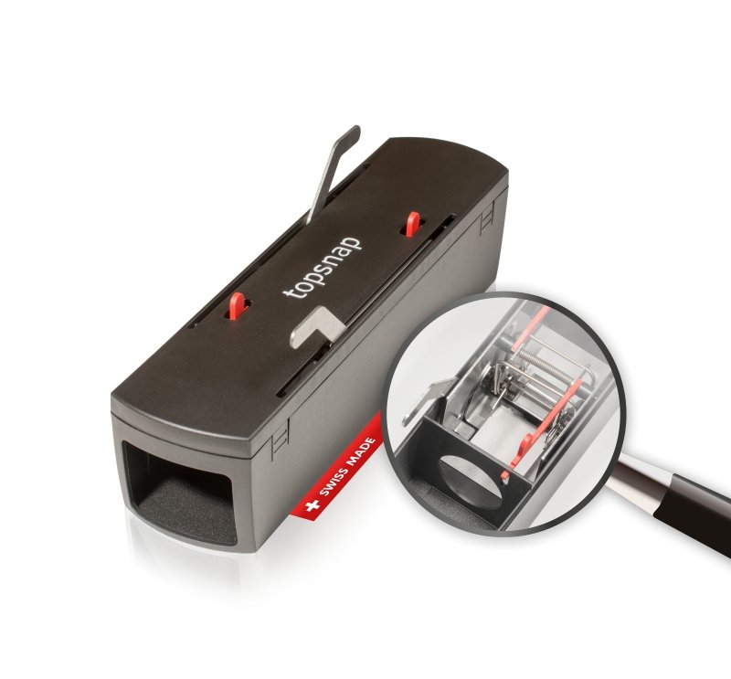 De topsnap gifvrije mechanische muizenval heeft een kwalitatief hoogwaardig mechanisme, made in Switzerland